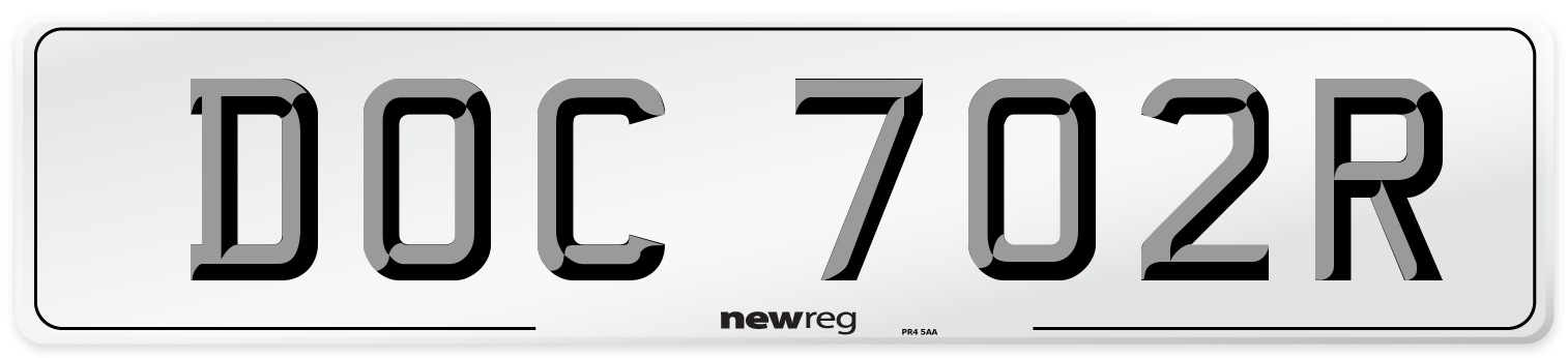 DOC 702R Number Plate from New Reg
